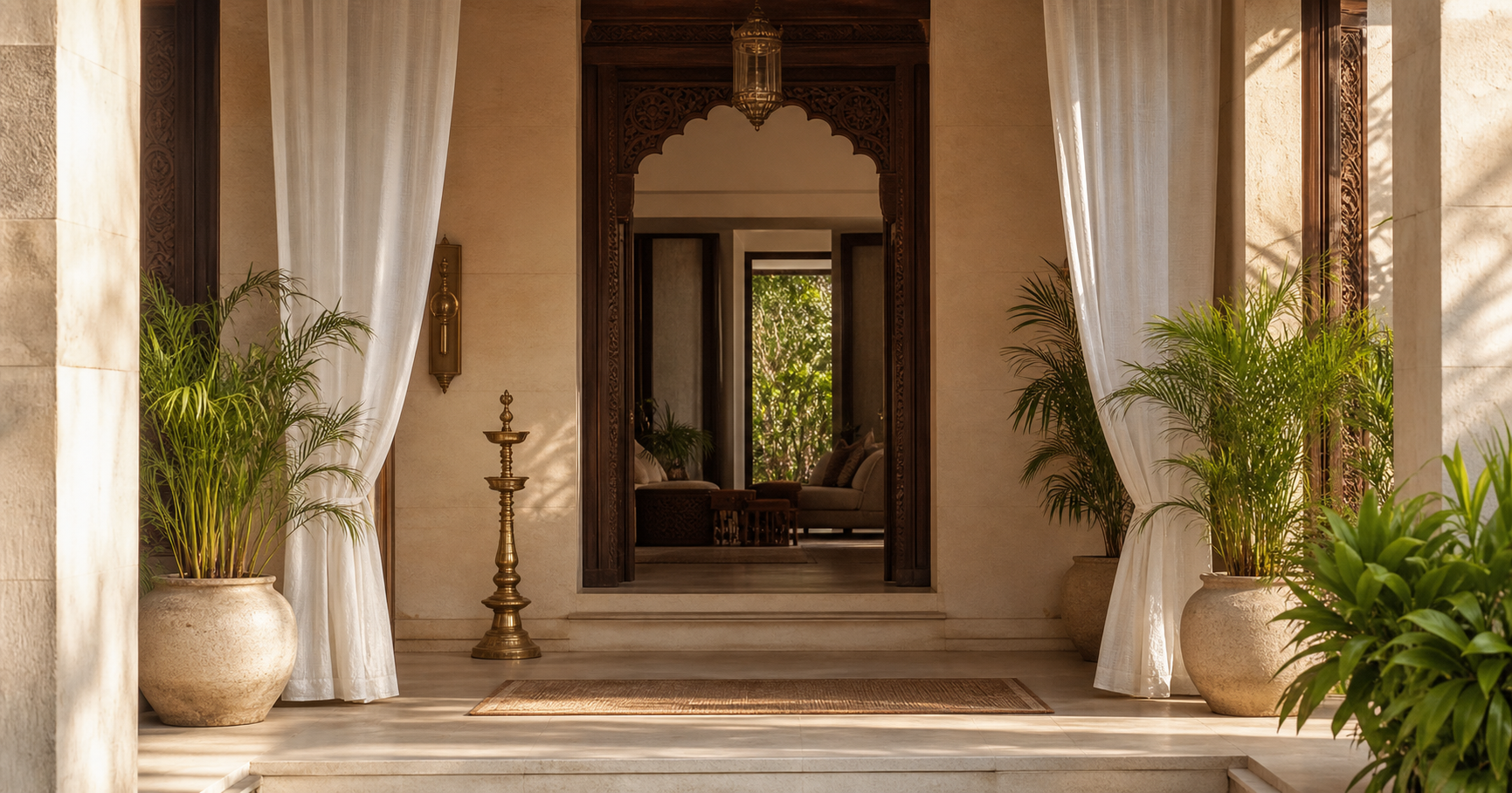 Minimal Indian resort welcome area